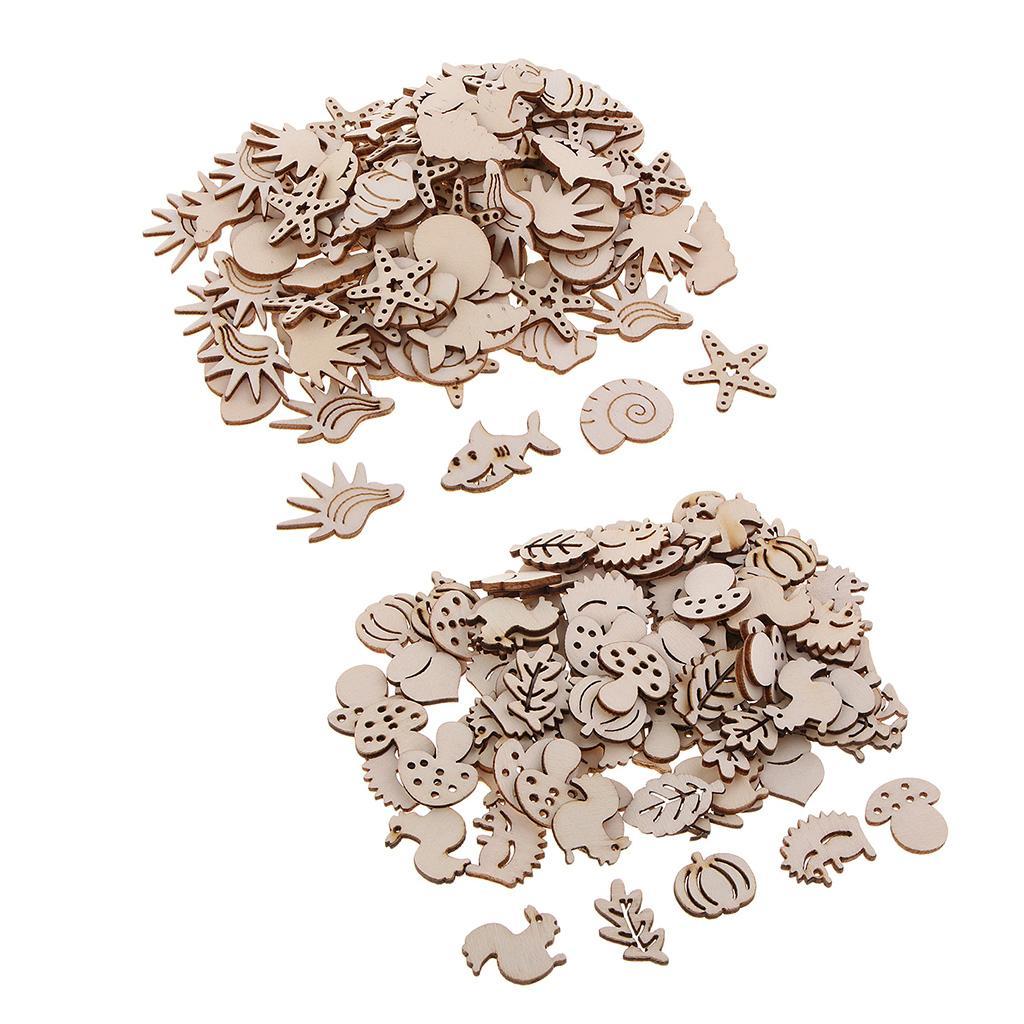 200 Animal Wooden Embellishments Craft Unfinished Wooden Hanging DIY Crafts