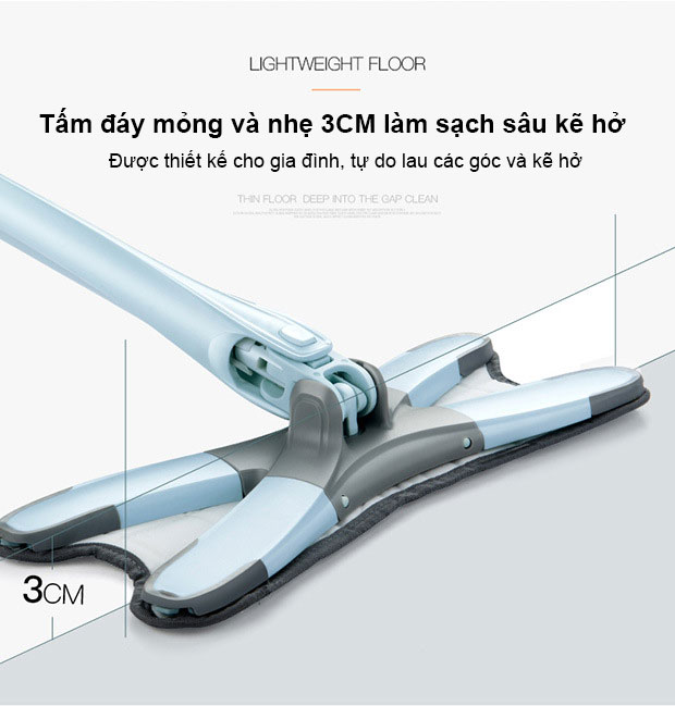 Cây lau nhà chữ X Kitimop-DRY chổi lau nhà tự vắt xoắn xoay 180 độ kèm bông microfiber mềm mịn thấm hút