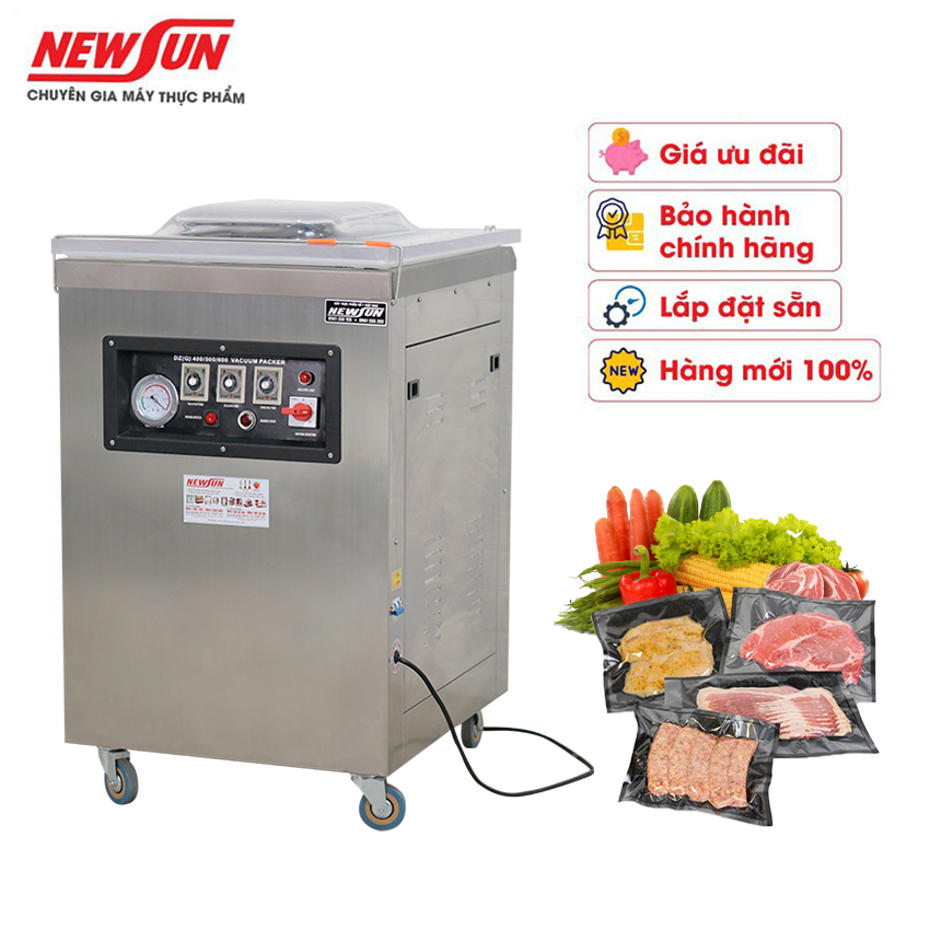 Máy Hút Chân Không, Đóng Gói Thực Phẩm Công Nghiệp 1 Buồng DZ 500 NEWSUN - Đóng Gói Số Lượng Lớn - Hàng Chính Hãng