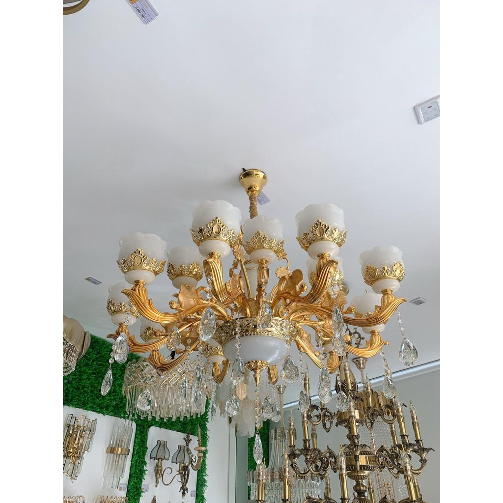 Đèn chùm cổ điển mạ vàng, 15 bóng 5w ánh sáng vàng