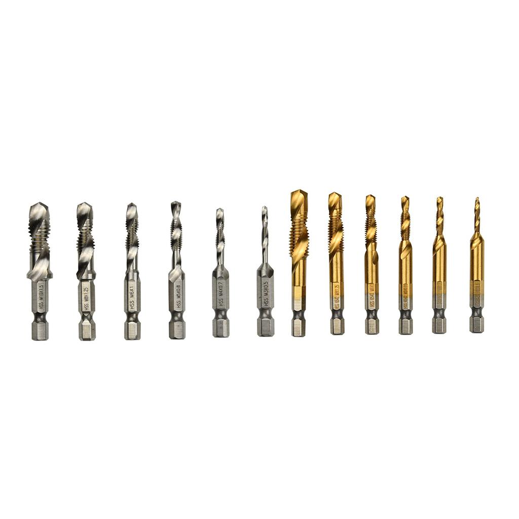 6pcs Quick Change HEX Shank Twist Drill and Bit set - metal M3-M10 Silver