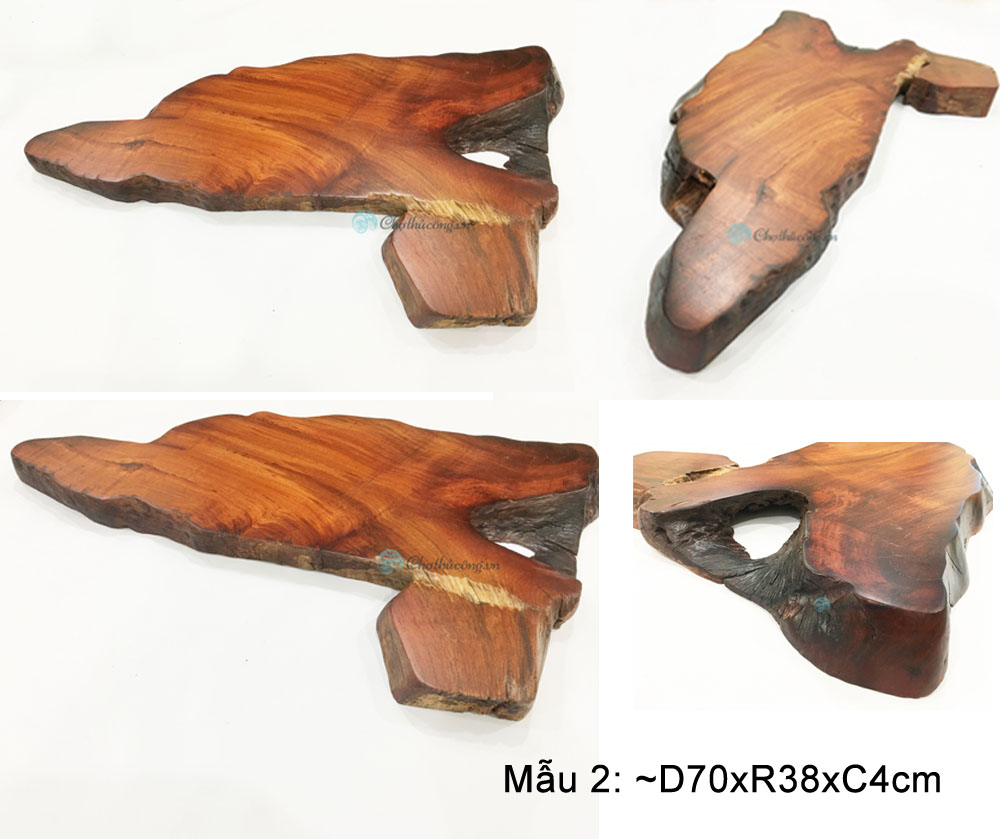 Khay trà gỗ Cẩm nguyên khối vân đẹp sang trọng, hình dáng độc đáo, decor trà đạo