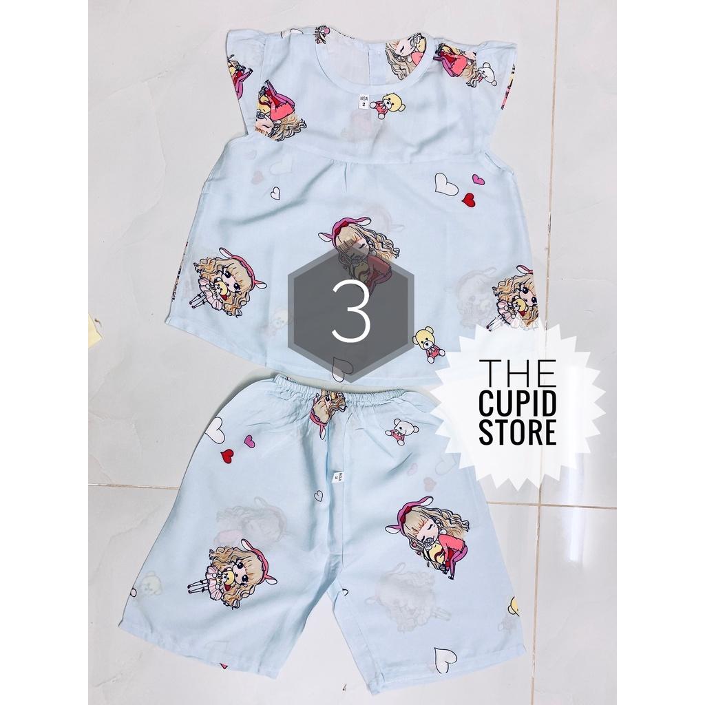 Đồ bộ chất liệu tole lanh 2 da loại 1 cho bé gái từ 7-10 kg - The Cupid Store