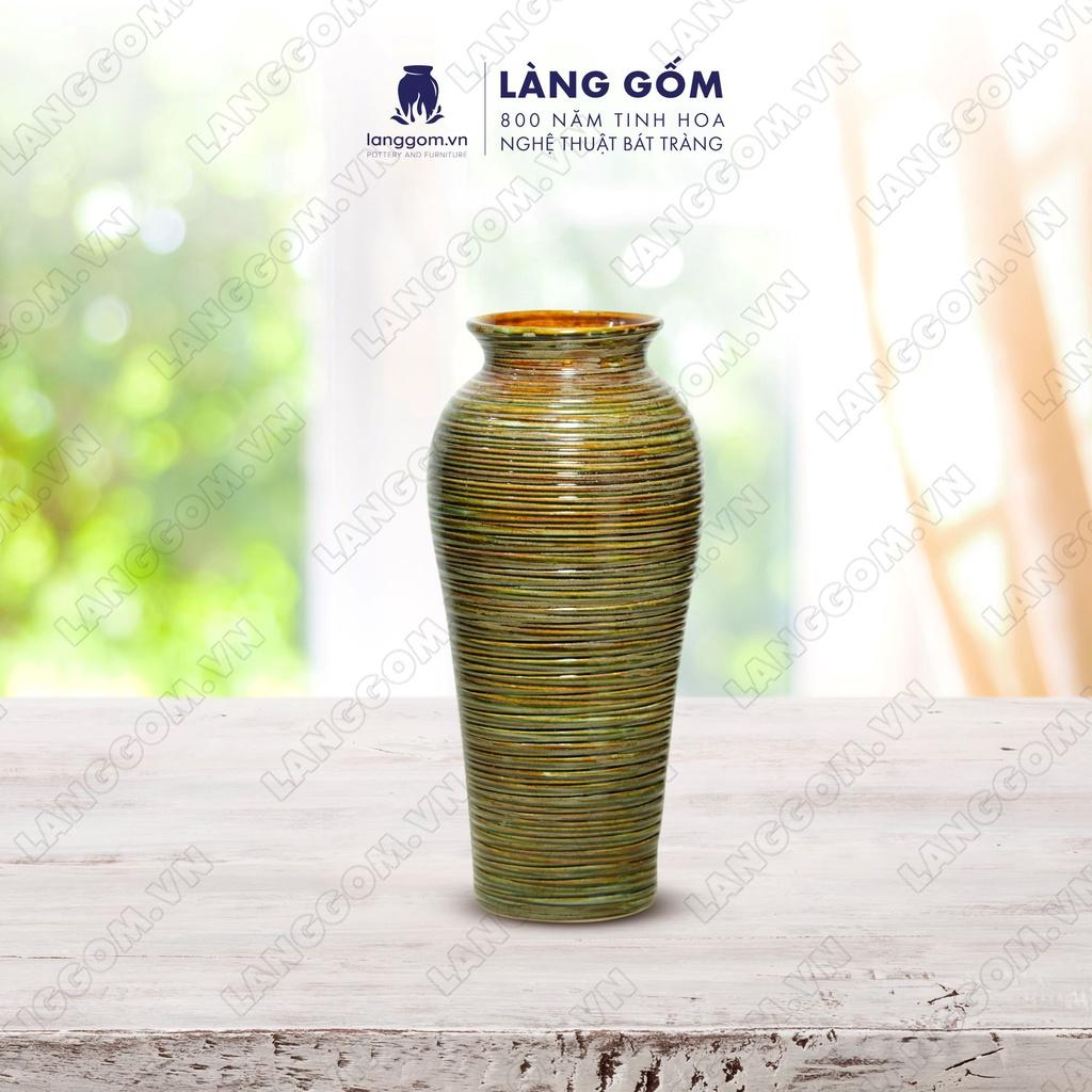 Bình hoa, lọ hoa Gốm sứ Bát Tràng cao cấp Men hỏa biến đùi dế thon dùng làm quà tặng, trang trí - Làng Gốm Bát Tràng