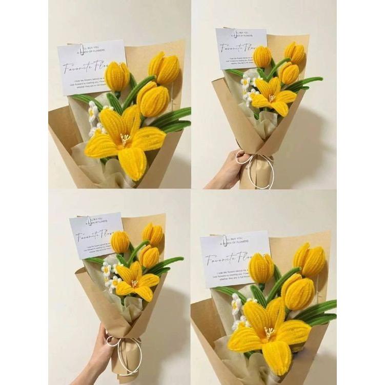 bộ nguyên liệu làm hoa tulip kẽm nhung