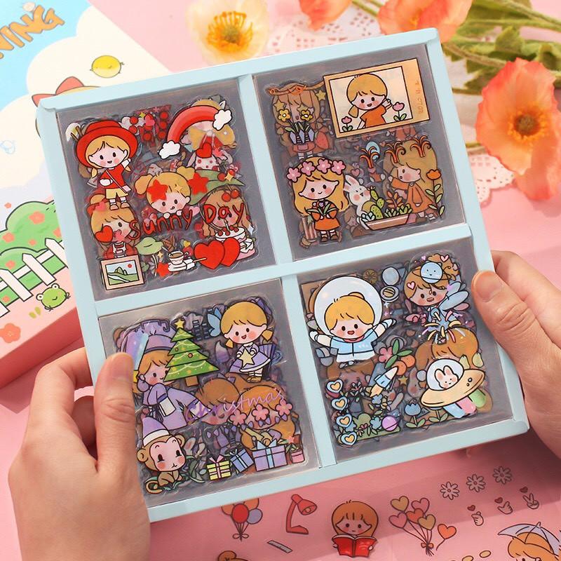 Sticker Cute Hộp 100 Tấm Anime Bắt Mắt Trang Trí Sổ Tay Vở Góc Học Tập Dán Điện Thoại Mũ Hoặc Vali Siêu Đáng Yêu