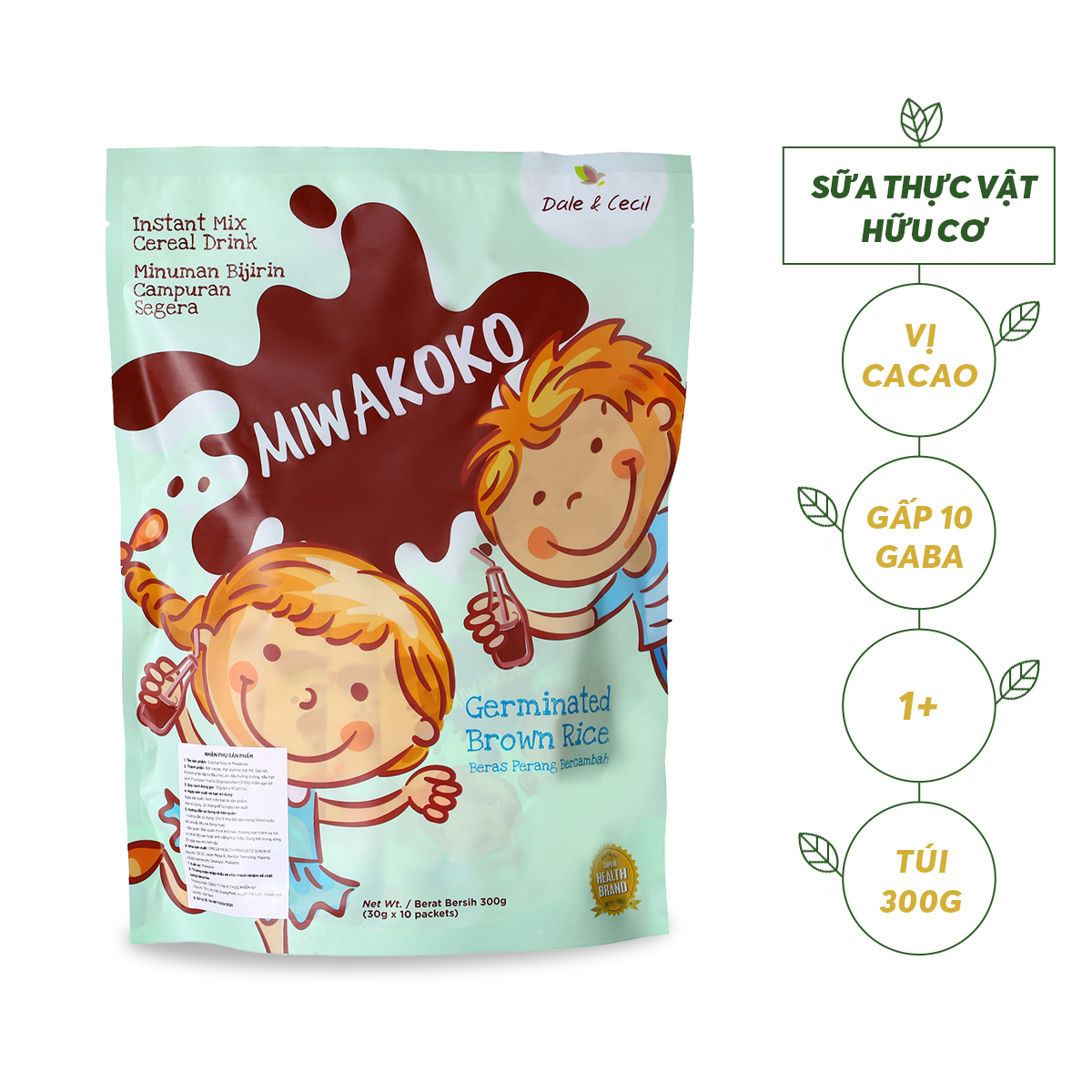 Sữa Hạt Dinh Dưỡng Miwakoko Vị Cacao Túi 300g Bổ Sung Năng Lượng, Phát Triển Trí Não Toàn Diện - Miwako