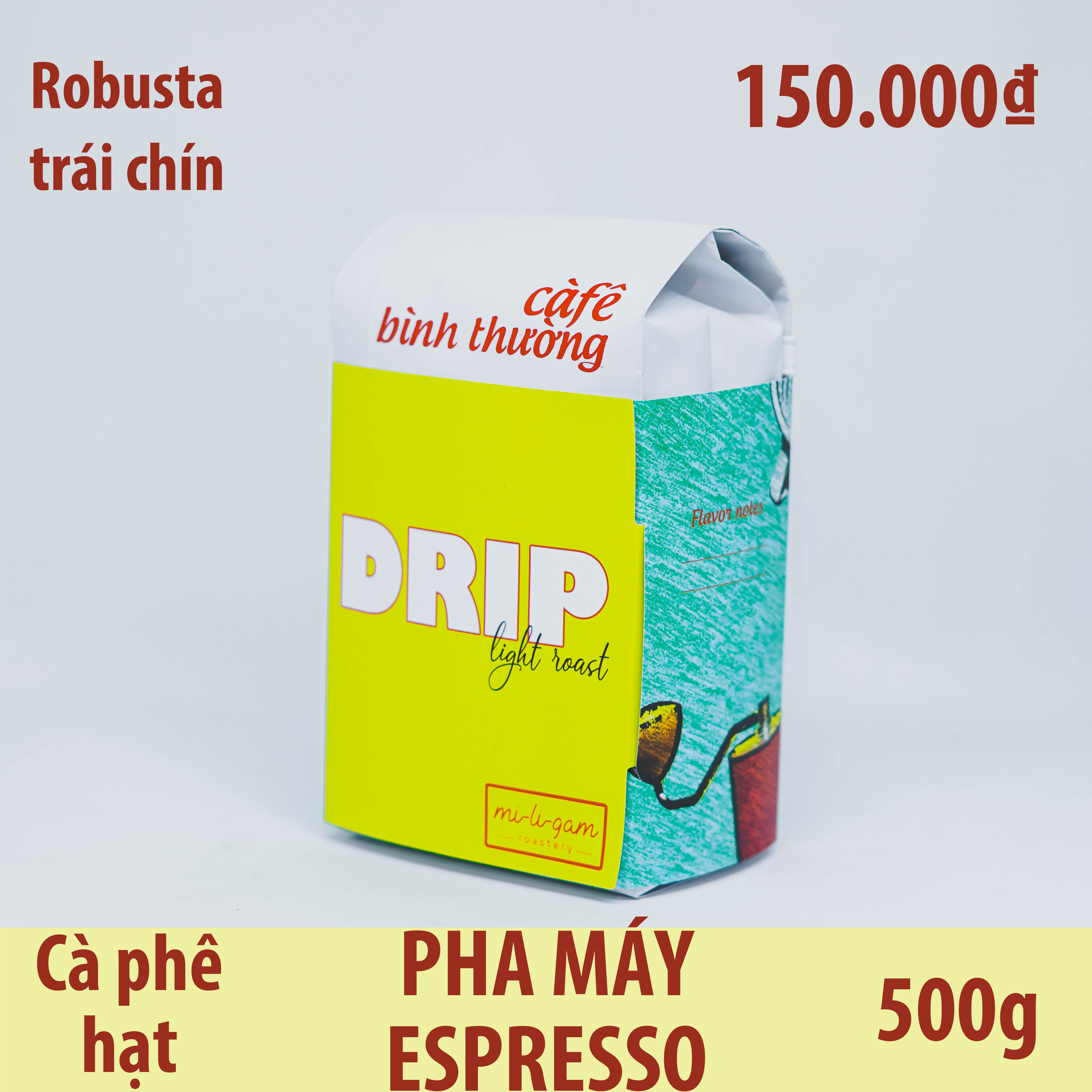 Cà Phê Robusta Pha Espresso / Cà Phê Hạt - 500g | mi-li-gam roastery #miligam cà phê rang xay pha máy espresso, pha máy văn phòng