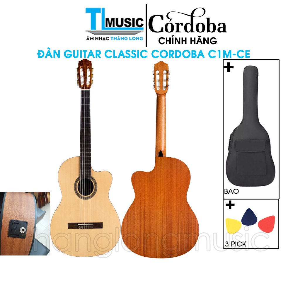 Đàn Guitar Classic Cordoba C1M - CE (Tặng kèm bao 3 lớp và 3 Pick gảy) - Hàng Chính Hãng