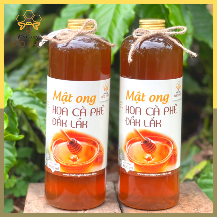 Combo 2 Mật Ong Hoa Cà Phê  Đắk Lắk Nguyên Chất Chống Oxy Hóa Tăng Cường Sức Đề Kháng Dung Tích Chai 1 Lít
