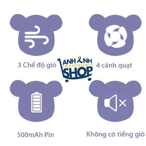 Quạt BearB**ck Cầm Tay 3 Mức Gió Dễ Thương
