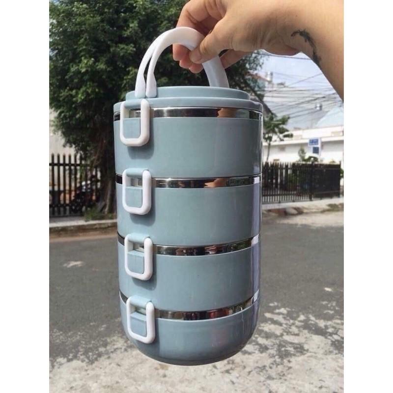 Hộp Cơm Giữ Nhiệt Lúa Mạch 4 Tầng 2,8L, Ruột Inox Bảo Quản Tối Đa