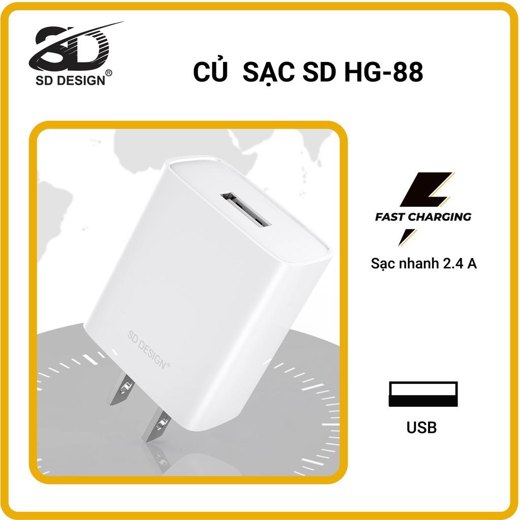 Củ sạc HG88 SD DESIGN 2.4A hỗ trợ cho điện thoại iphone Samsung Oppo Xiaomi Pin Dự Phòng