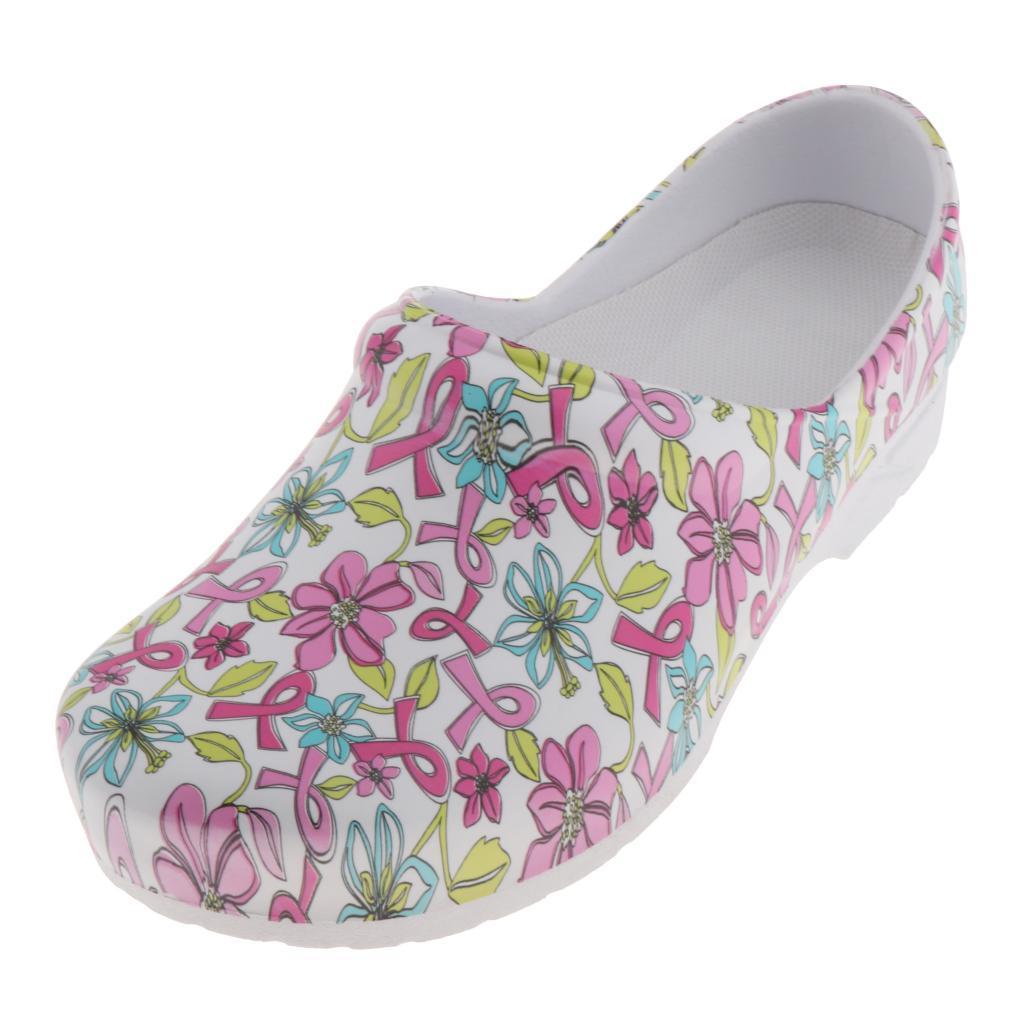 WOMENS PRINT NURSING SHOES WORK SHOES SOFT  BEACH CLOGS SHOES 41