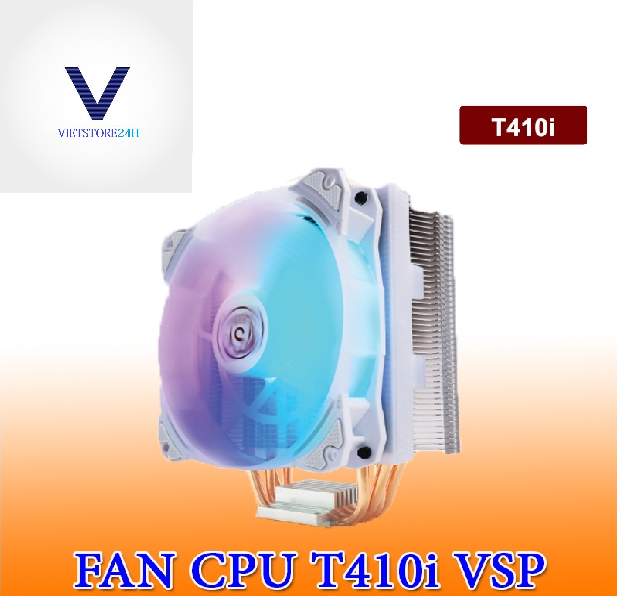 Quạt tản nhiệt VSP Fan LED RGB T410i (Tản 4U, kích thước 12cm, màu Đen và Trắng) - Hàng chính hãng