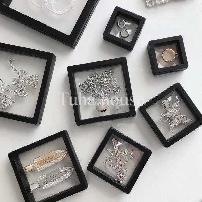 Hộp đựng trang sức màng PE trong suốt, hộp trang sức mini trưng bày nữ trang, nail, huy hiệu