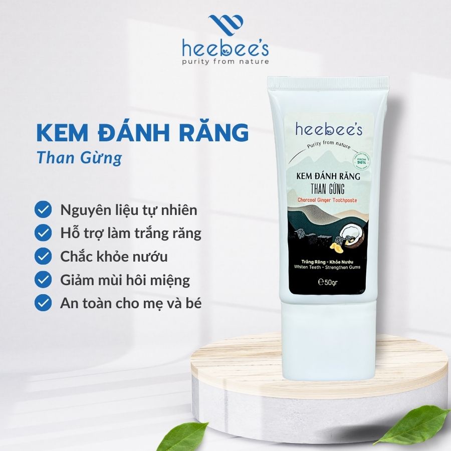 Kem Đánh Răng Than Gừng Heebee's 50gr - Trắng Răng, Khỏe Nướu