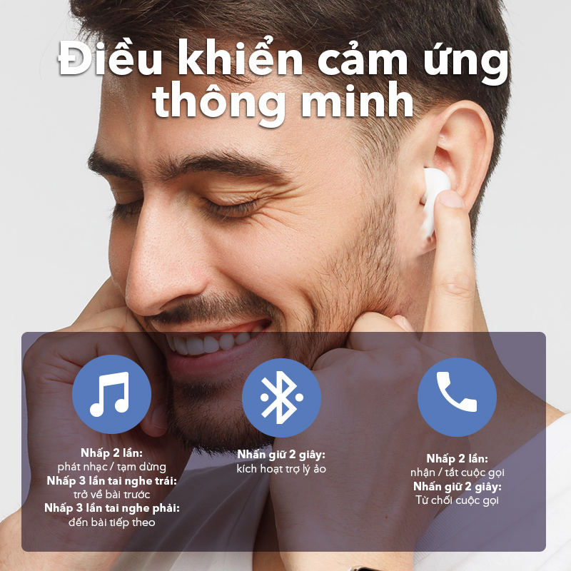 Tai Nghe Bluetooth TWS ACOME Airdots T6 Bluetooth 5.3 Nút Cảm Ứng Điều Khiển Linh Hoạt - Hàng Chính Hãng