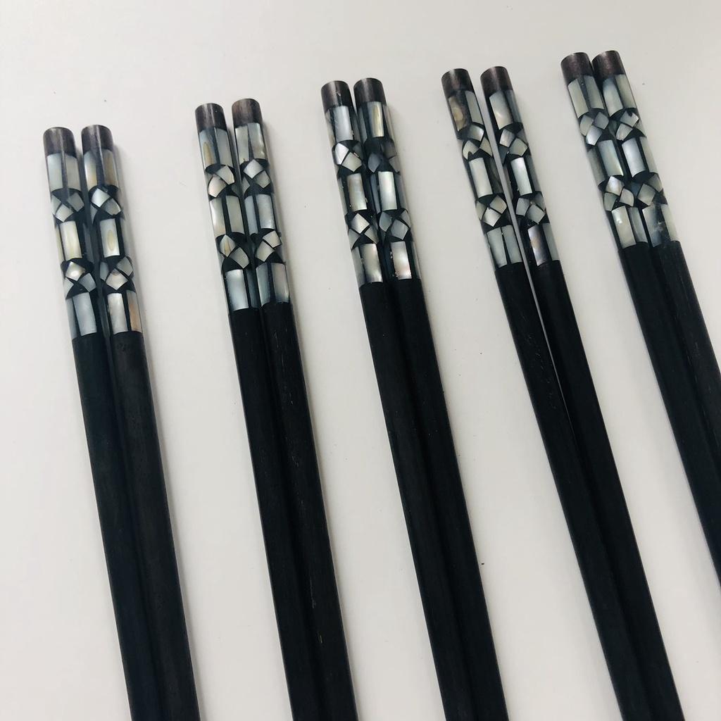 ĐũaGỖ MUN 24.5cm Cán Khảm Trai Sang Trọng, Đũa Gỗ Tự Nhiên Phong Cách Nhật Bản,Chụp Ảnh Trang Trí