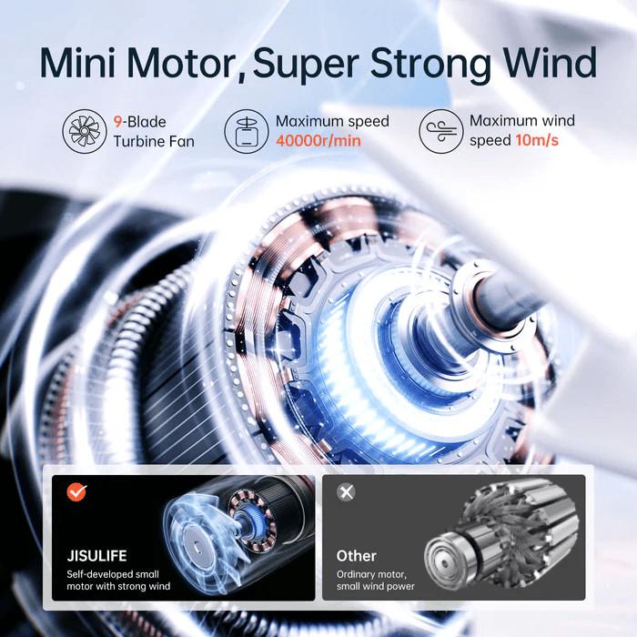 Quạt cầm tay mini Jisulife Life 9 ABS 5 cấp độ gió 3600mAh/5000mAh - Sử dụng liên tục 12h - Hàng Chính hãng