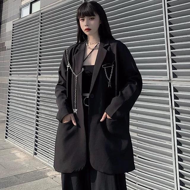 Áo vest phụ kiện dây chain bướm dài tay