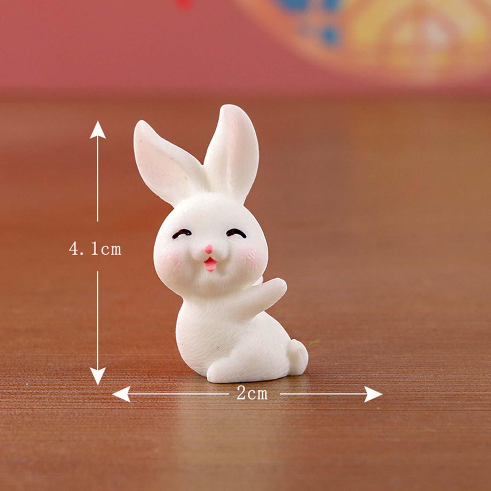 8 Pieces Miniature Rabbit Figures Art Sculpture for Office Bedroom Decor