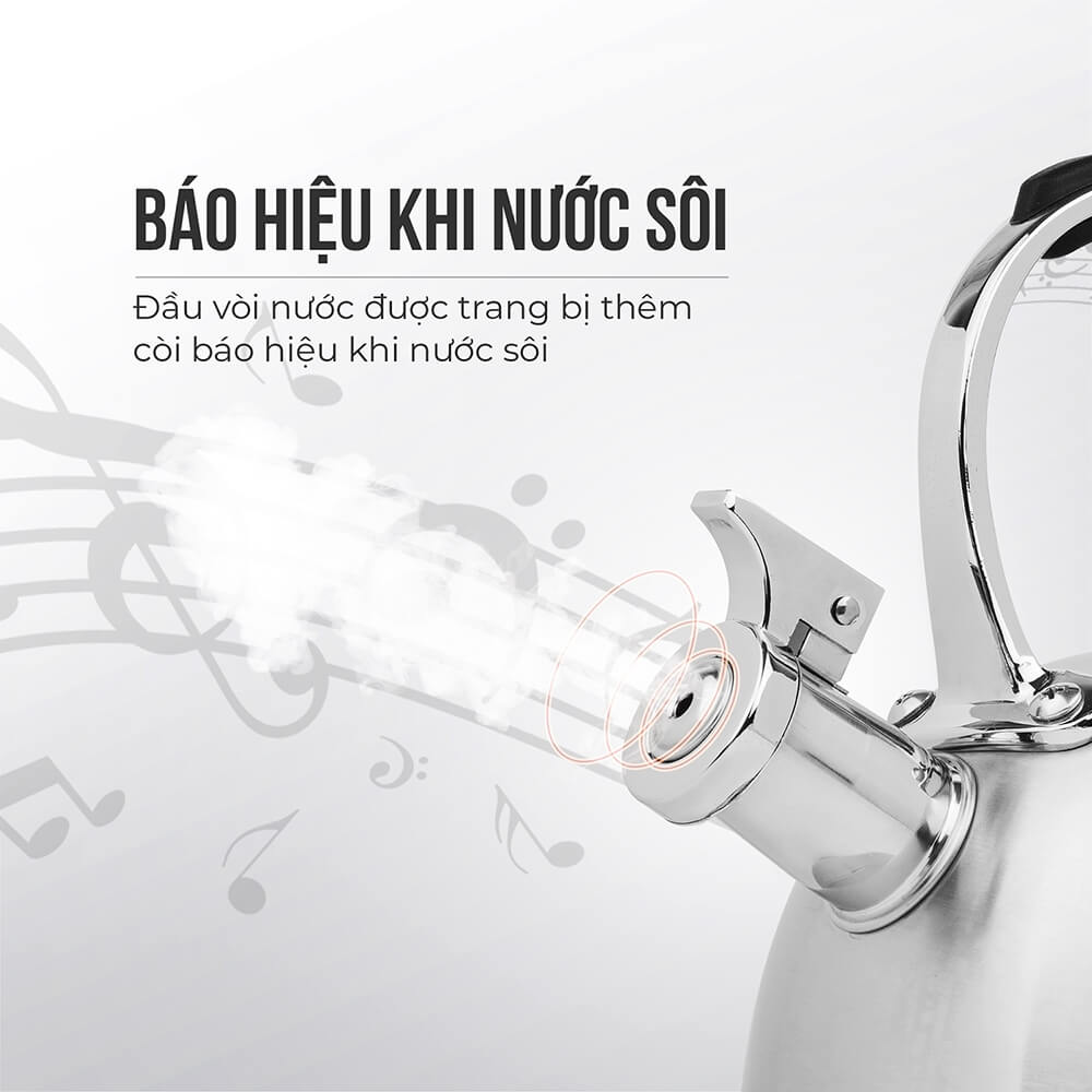 Ấm Đun Nước Inox Cao Cấp Elmich Smartcook SM8280OL 2.5L, Hàng Chính Hãng,Dùng Nhiều Loại Bếp-JoyMall