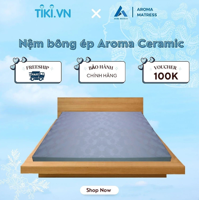 Nệm Bông Ép Gấp 3 Aroma Ceramic - Nâng Đỡ Cơ Thể - Bảo Hành 12 Năm