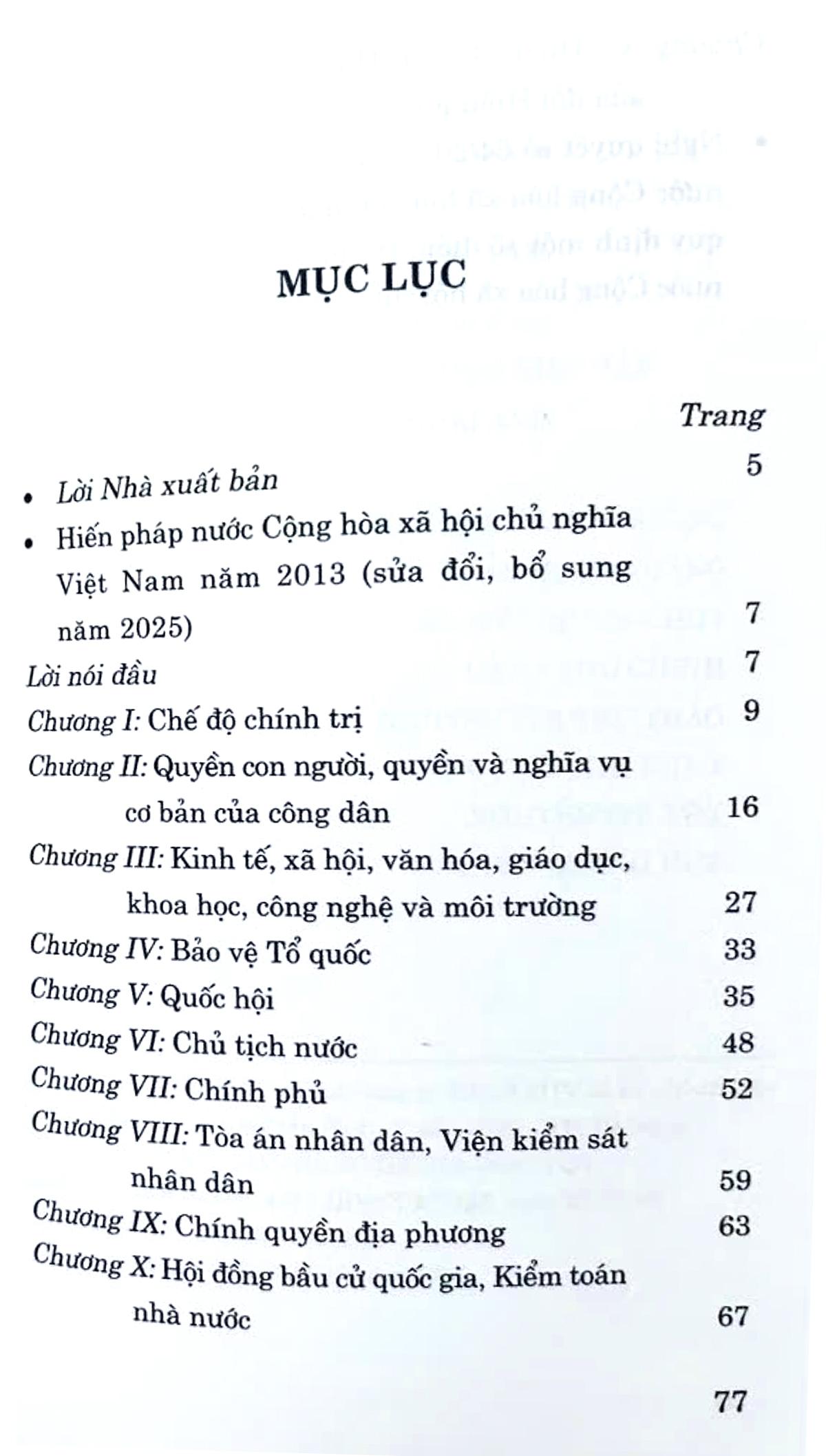 Sách - Hiến Pháp Nước Cộng Hòa Xã Hội Chủ Nghĩa Việt Nam Năm 2013 (Sửa Đổi, Bổ Sung Năm 2025)