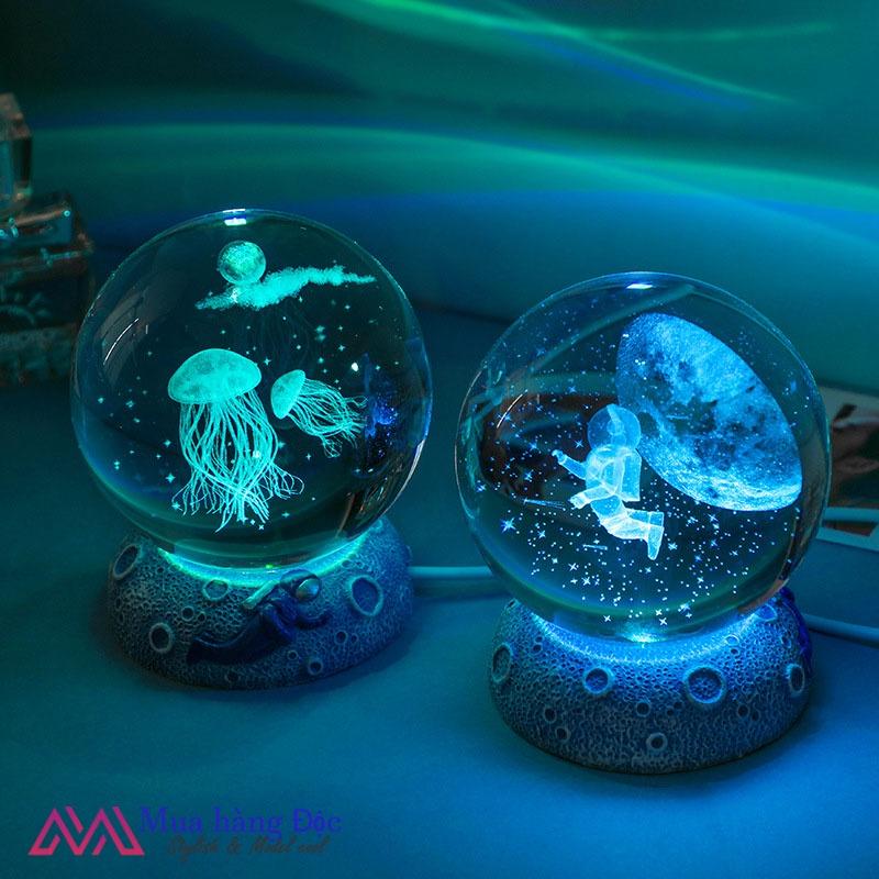 Bộ Quà Tặng Quả cầu pha lê khắc 3d sao biển 6cm