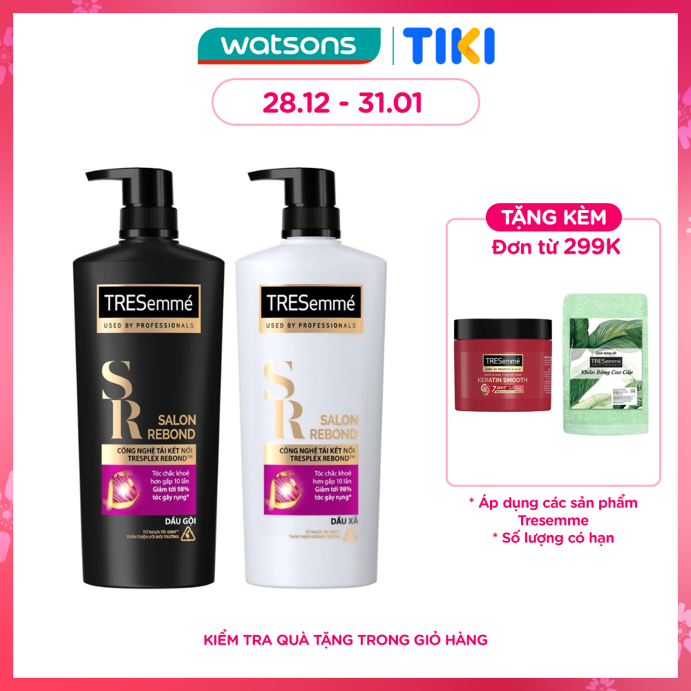 Combo Gội Xả Tresemmé Salon Rebond Dầu Gội 480g+ Dầu Xả 480g