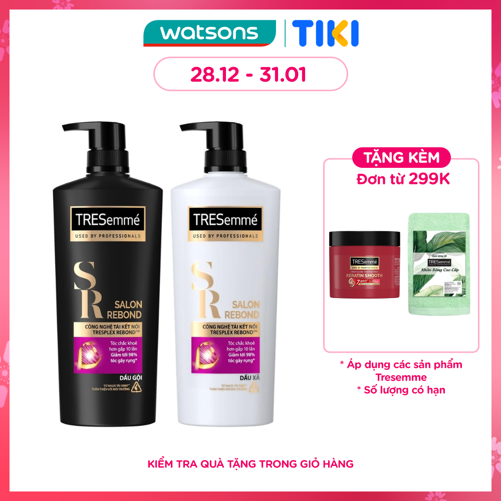 Combo Gội Xả Tresemmé Salon Rebond Dầu Gội 480g(466ml)+ Dầu Xả 480g(490ml)