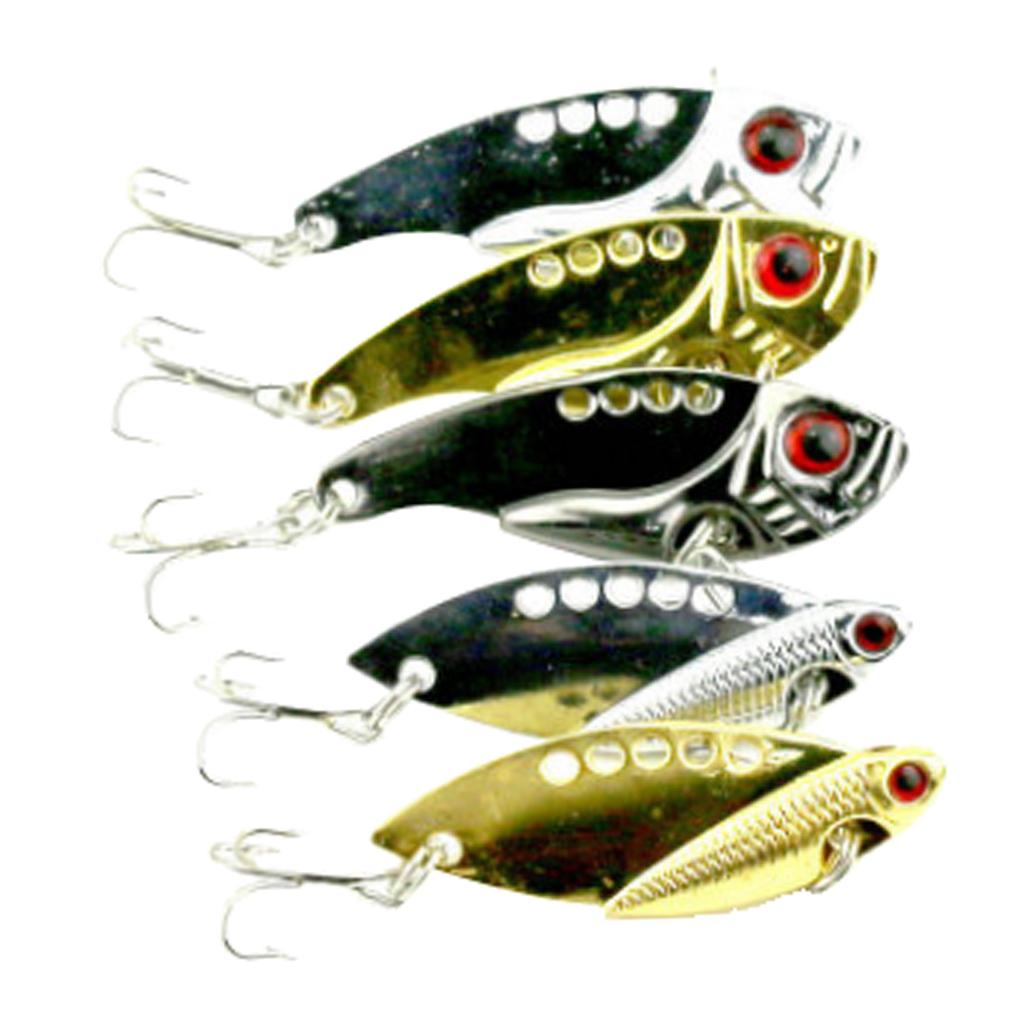 5 Pieces Mixed Colors VIB Spoon Fishing Hard Lure Bass Crank Bait Vibration Fishing Tackle Tools Artificial Bait