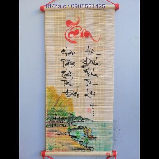 Mành tre thư pháp vẽ tay về chữ TÂM và NHẪN. Quà tặng tân gia, khai trương,ông bà,cha mẹ,bạn bè, đối tác.Quà biếu tết.