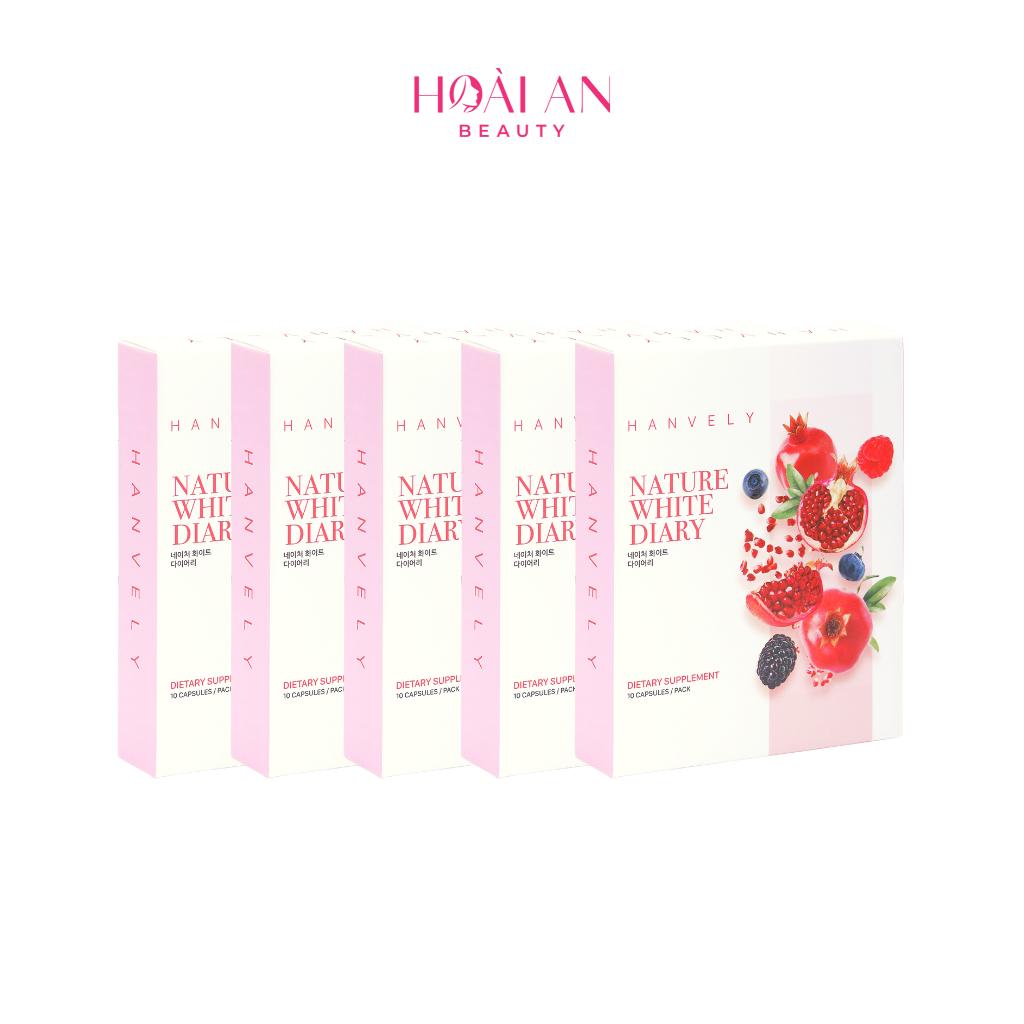 Combo 5 hộp viên uống trắng da, giảm nám Hanvely Nature White Dairy