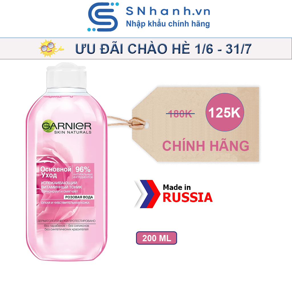 Toner hoa hồng Garnier 96% tinh chất tự nhiên 200ml