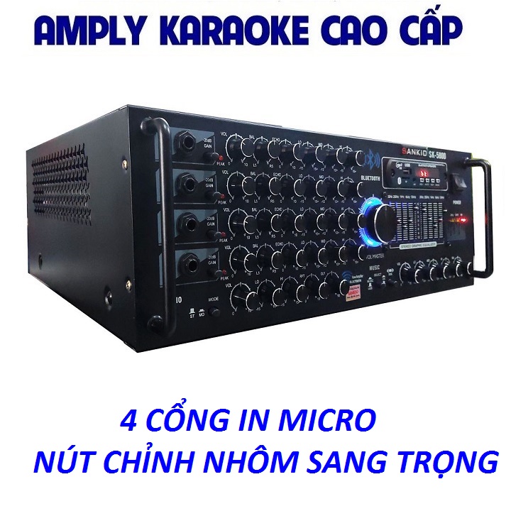 Ampli Bluetooth Sankio SK-5800 - Amply karaoke tích hợp lọc xì EQ, 12 sò lớn, 4 cổng Micro, có quạt gió - Hàng chính hãng cao cấp