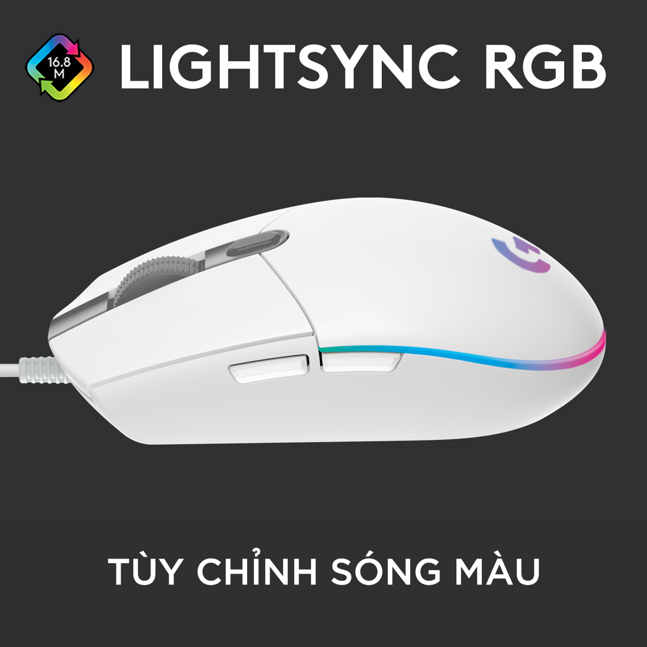 Chuột game có dây Logitech G102 Lightsync - Tùy chỉnh RGB, 6 nút lập trình, nhẹ, 8000 DPI, PC/Mac - Hàng Chính Hãng