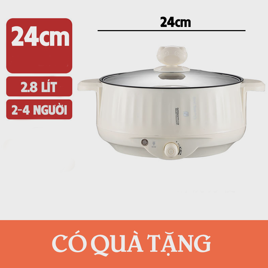 Nồi lẩu điện đa năng AGISAN-02 có lớp chống dính dây cắm 2 chấu dễ dàng chiên, xào, nấu, rán