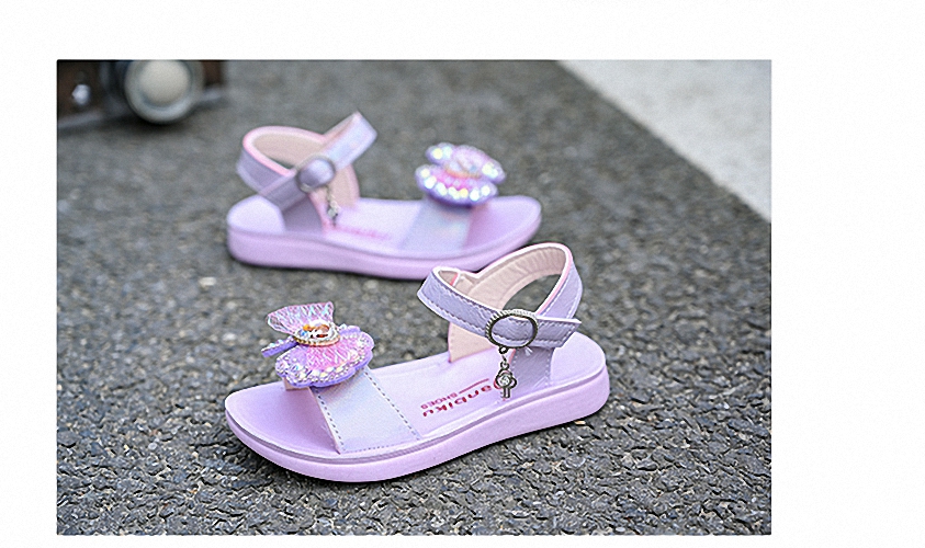 Sandal đính nơ hình công chúa cho bé gái - Xăng đan đi học cho bé gái TTV60
