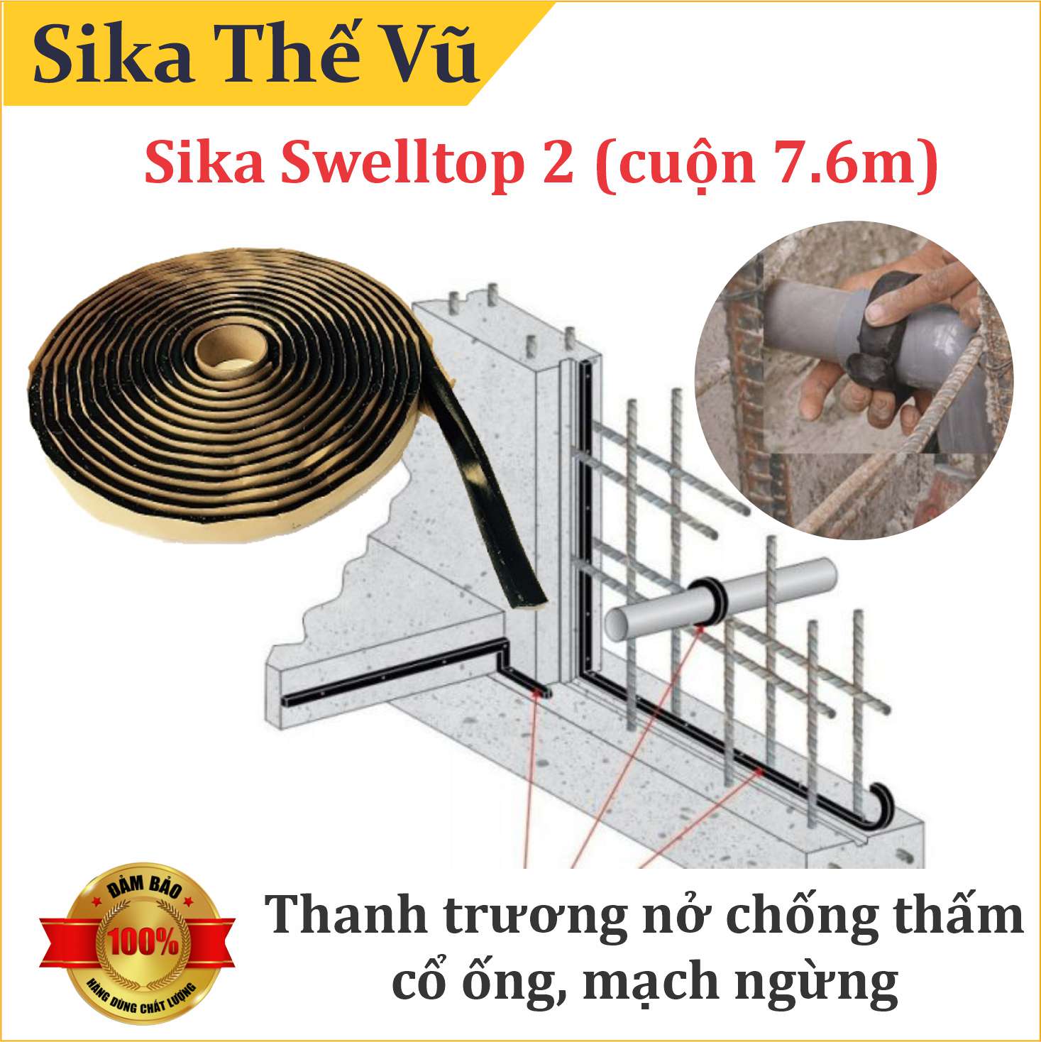 Thanh trương nở quấn cổ ống, chống thấm mạch ngừng - Sika Swelltop 2