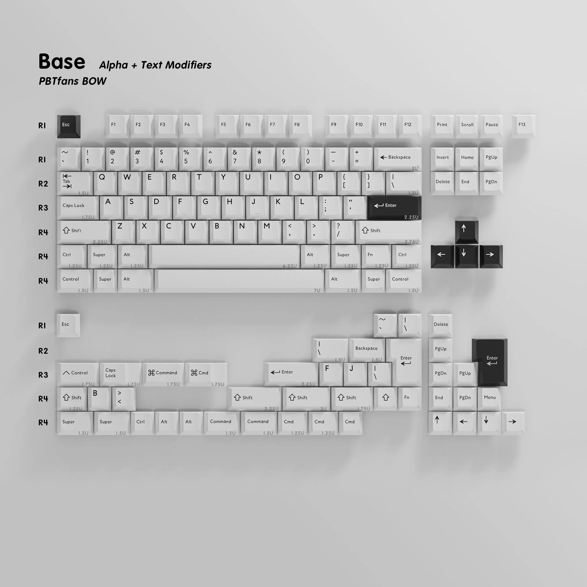 PBTfans BOW Black On White | Keycap bàn phím cơ | Hàng nhập khẩu