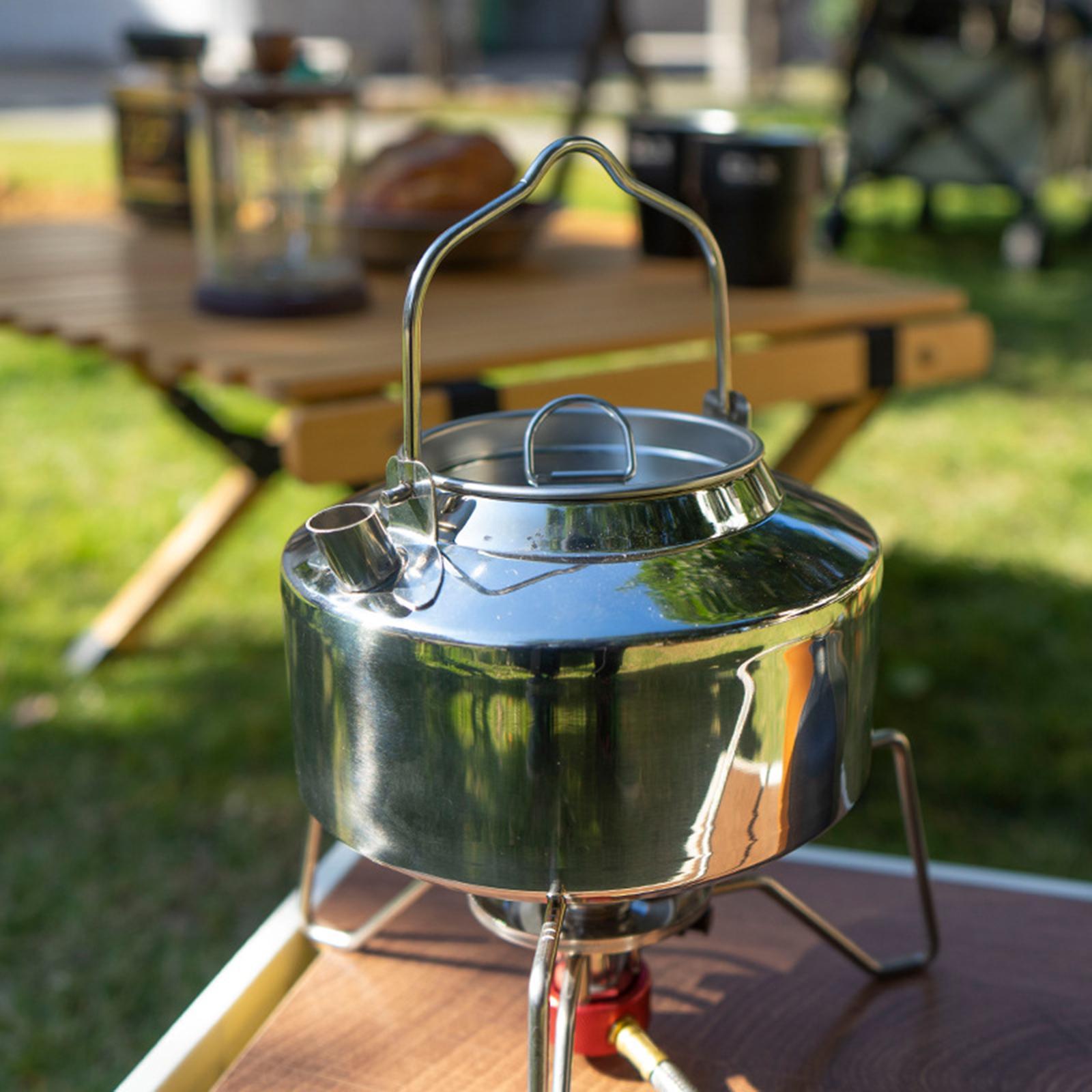 Water Boiler Teapot Anti Scald and Lockable Handle Cook Pot Portable Stoves Pot Camping Water Kettle for Backpacking Mountaineering Campfire