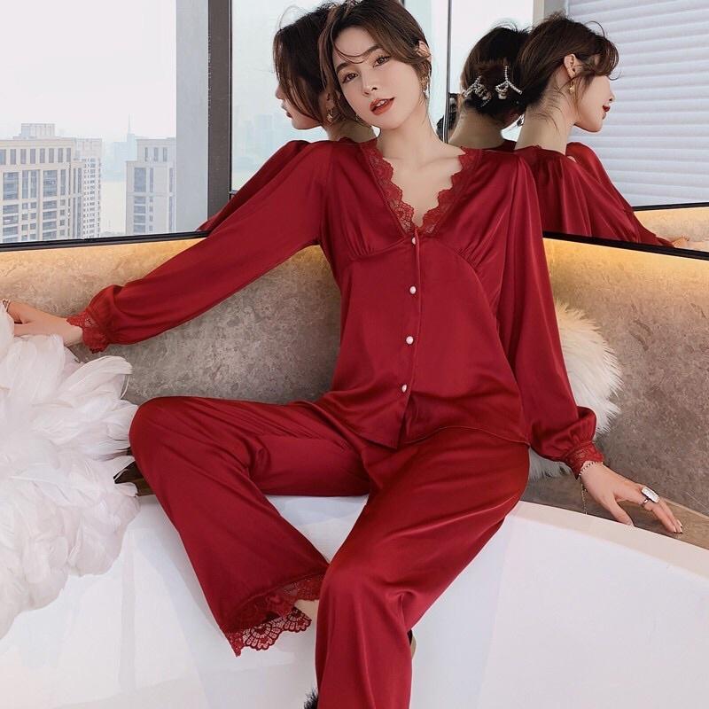 Đồ Bộ Pijama Lụa Đồ Mặc Nhà️ Bộ Ngủ Cao Cấp Mát Mềm Mịn - ELSA