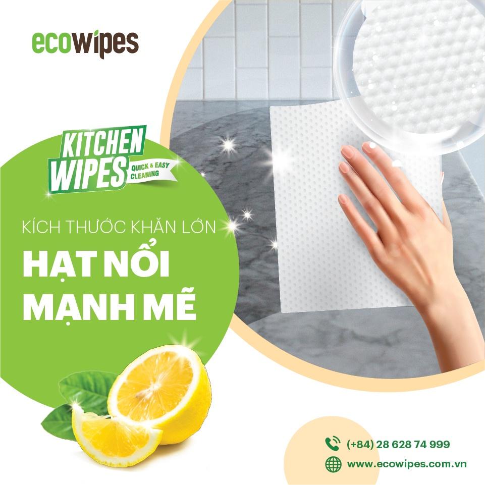 Combo 10 gói khăn giấy ướt lau bếp KitchenWipes gói 42 tờ size 30x20cm giúp làm sạch dầu mỡ các vết bẩn cứng đầu