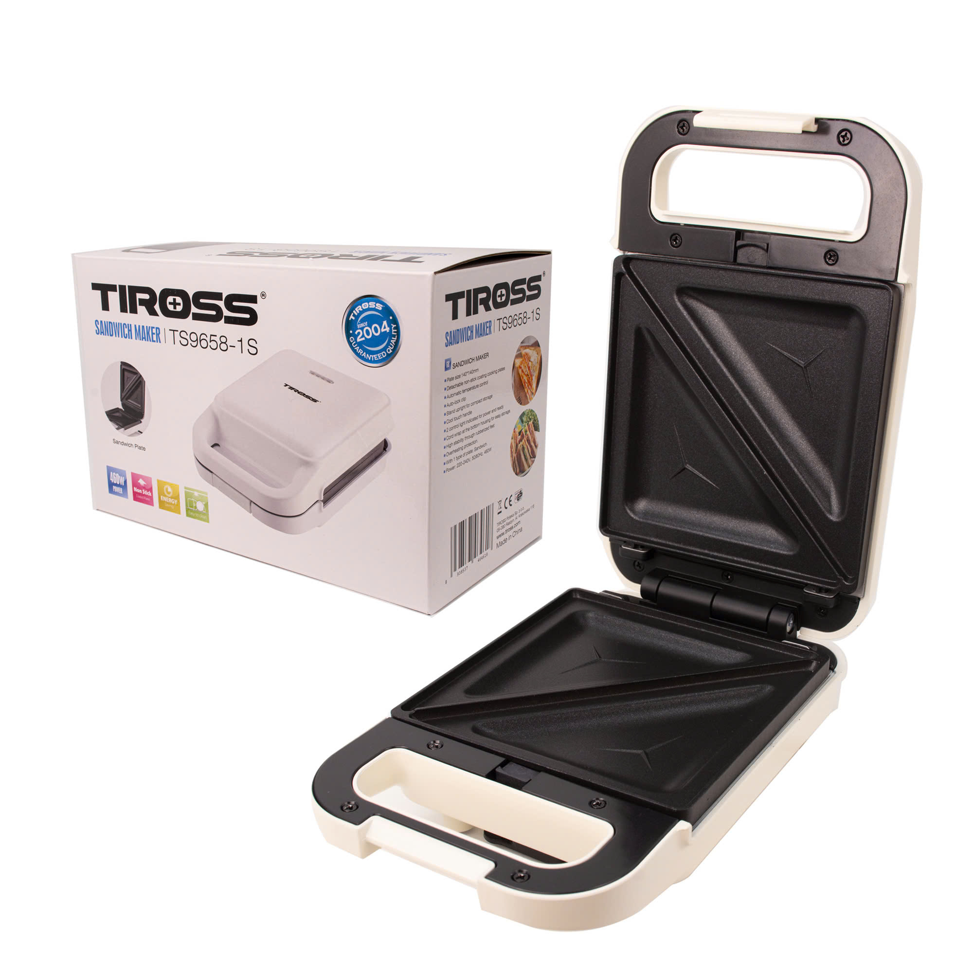 Kẹp nướng sandwich 460W TIROSS TS9658-1S - Hàng chính hãng