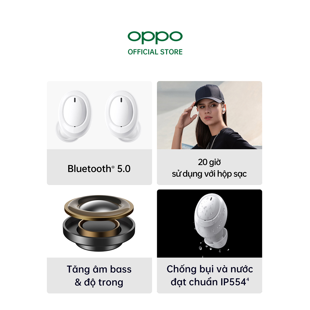 Tai nghe Không Dây True Wireless OPPO Enco W11 | Công Nghê Buletooth 5.0 | Tăng Âm Bass | Pin Lên Đến 20 Giờ | Chống Bụi IP55 Và Chống Nước | Hàng Chính Hãng