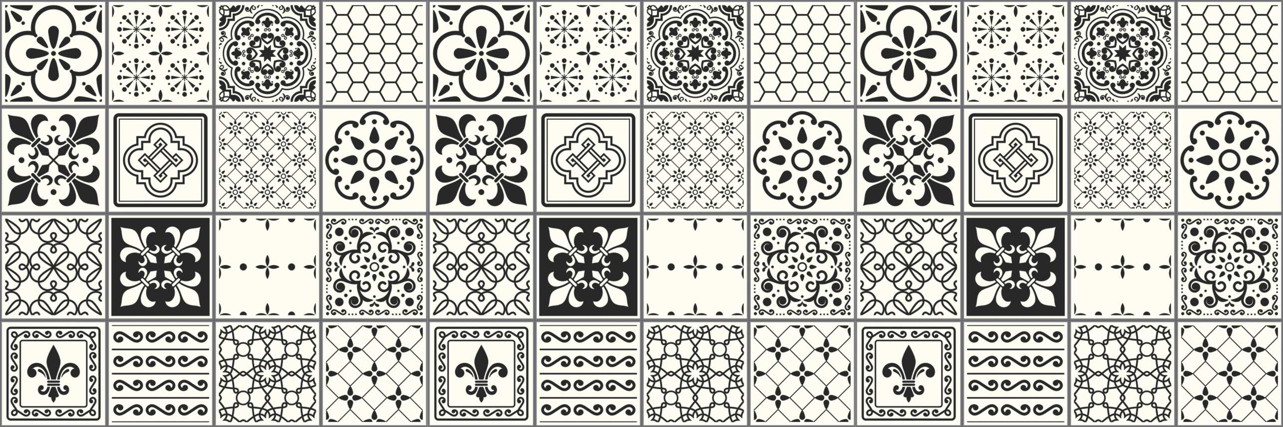 Set 48 Ô 15x15 Decal Gạch Bông 60x180cm - B10