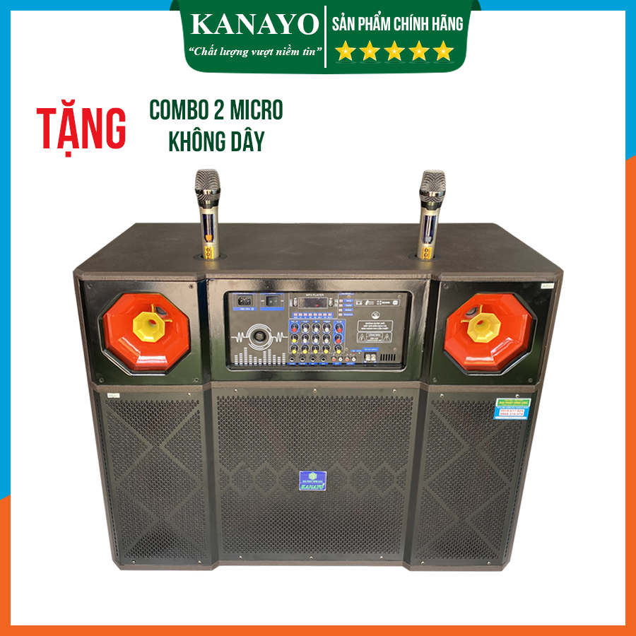 Loa 4 tấc đôi Kanayo K-2500 2 bass 40 công suất lớn 2500W/max Thùng gỗ chóng trầy | Tặng 2 micro cao cấp chóng hú | Hàng chính hãng