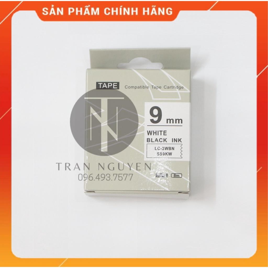 [Combo 3 hộp] Nhãn in Tepra SS9KW (LC-3WBN) - Chữ đen nền trắng 9mm x 8m - Hàng nhập khẩu